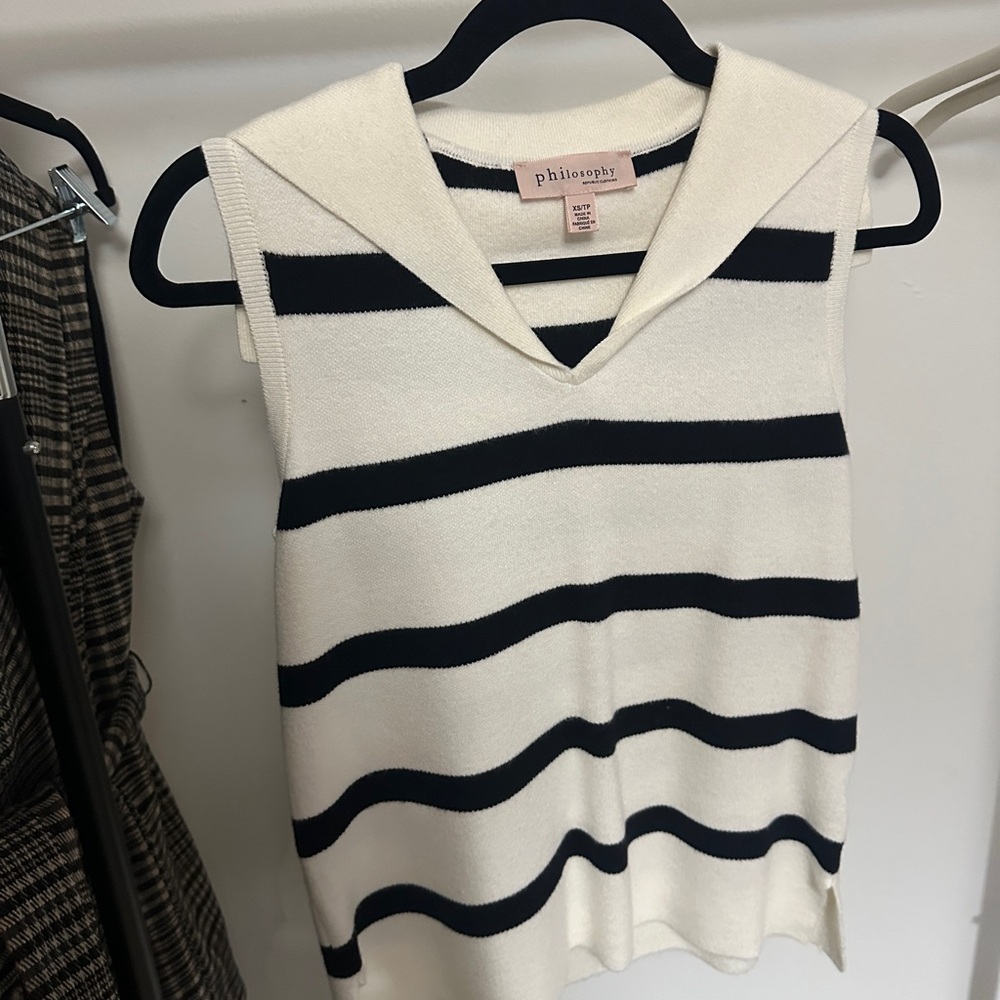 Philosophy Women's Nautical Striped Tank Top - Cream and Black